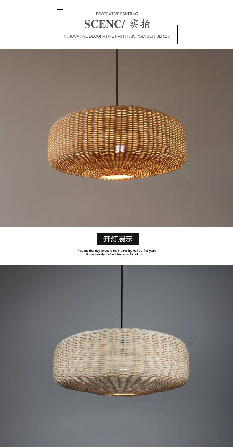 Retro Handmade Rattan Pendant Lights - Chinese-Inspired Vintage Lighting for Dining Rooms, Restaurants, and More