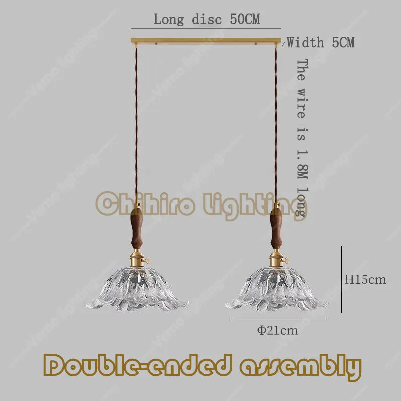 Japanese Glass Pendant Light - Vintage Brass Restaurant and Bar Lighting