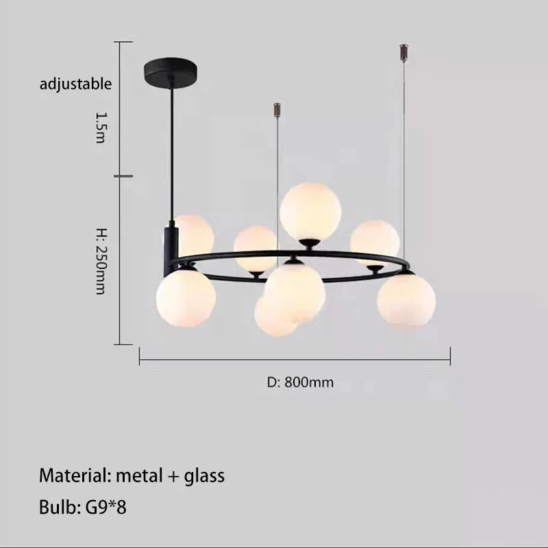 Nordic Designer LED Ceiling Chandelier - Glass Lampshade with G9 Bulb Socket for Living Room, Center Table, Bedroom Pendant Lights, and Home Decor Fixture