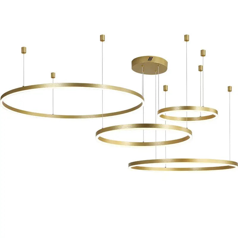 Modern LED Home Decor Chandelier Ring Light - Circular Fixtures for Home Living, Ceiling Pendant Lamp in Gold, Black, and Coffee