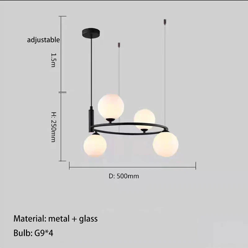 Nordic Designer LED Ceiling Chandelier - Glass Lampshade with G9 Bulb Socket for Living Room, Center Table, Bedroom Pendant Lights, and Home Decor Fixture