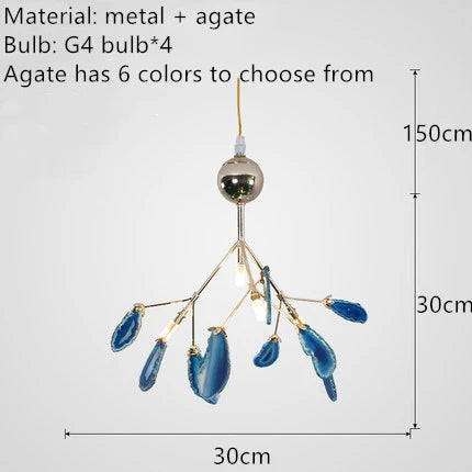 Nordic Colorful Agate LED Ceiling Chandeliers - Illuminate Your Living, Dining, and Bedroom with Artistic Elegance