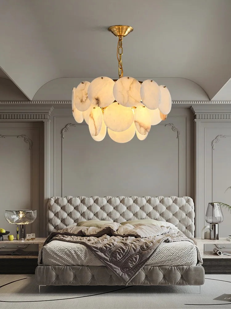 Modern Luxury LED Natural Marble Chandeliers - Illuminating Elegance for Living, Dining, and Kitchen