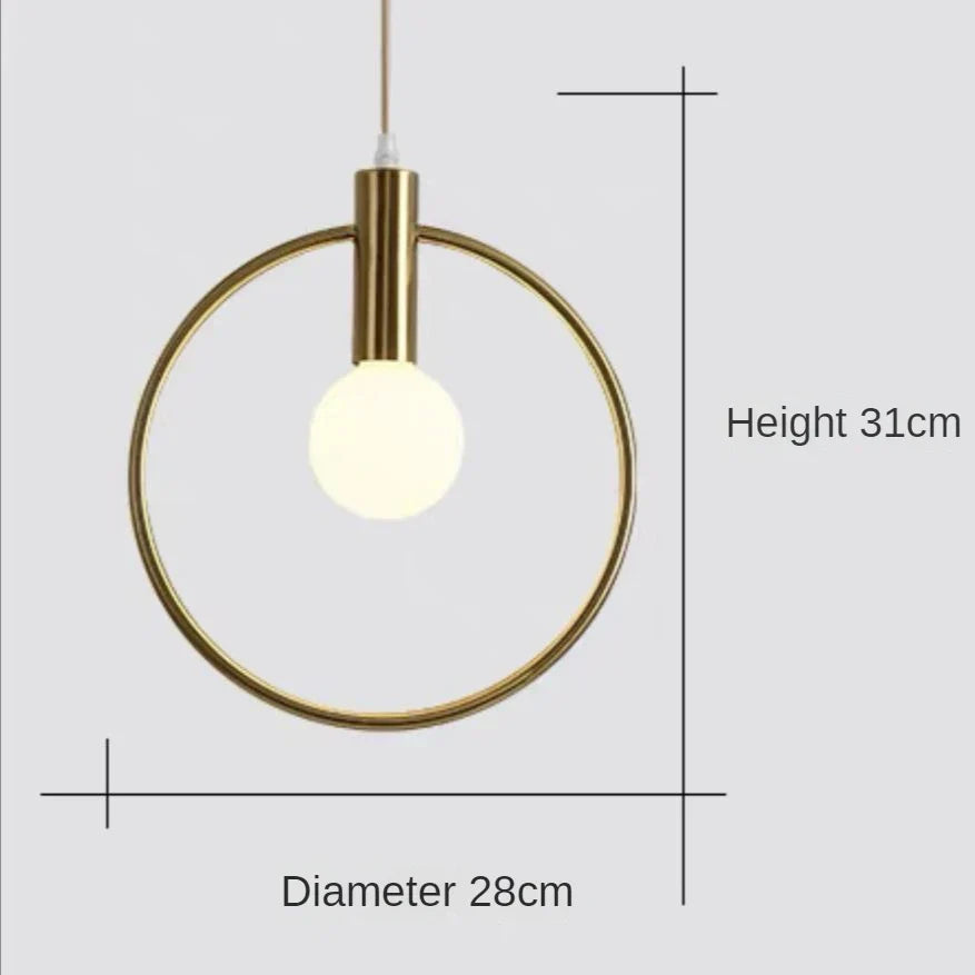 Modern Glass Ball Pendant Light Fixture - Elegant Luminaire Hanging Lamp with Gold Ring for Bedrooms, Living Rooms, Shops, and Restaurants