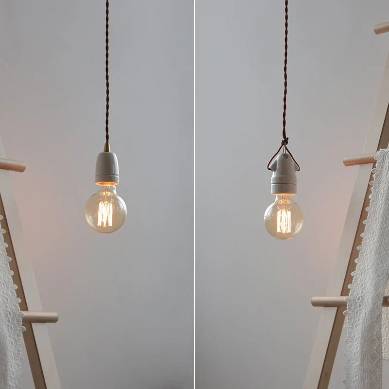 Single Head Ceramic LED Pendant Lamp Beside Industrial Loft Vintage Style Hanging Light Japanese Hanglamp Lamparas Edison