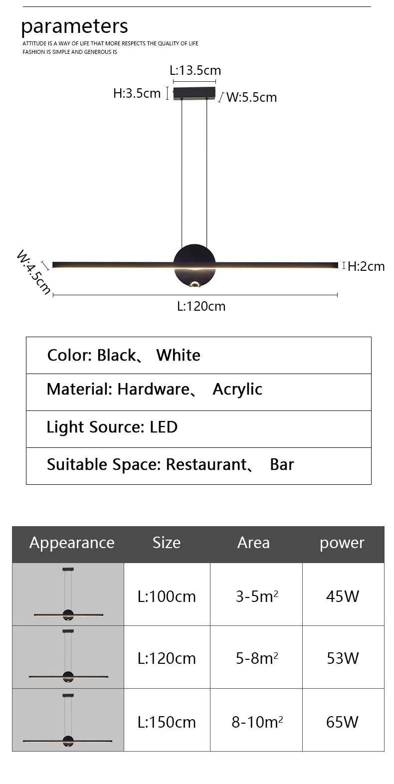 Minimalist Linear Pendant Lights LED Modern Chandelier Dining Room Island Light Restaurant Cafe Bar Office Hanging Lamps Black