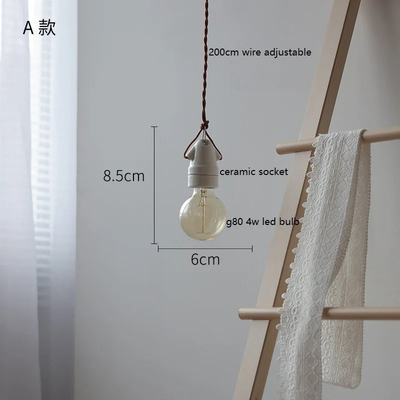 Single Head Ceramic LED Pendant Lamp Beside Industrial Loft Vintage Style Hanging Light Japanese Hanglamp Lamparas Edison