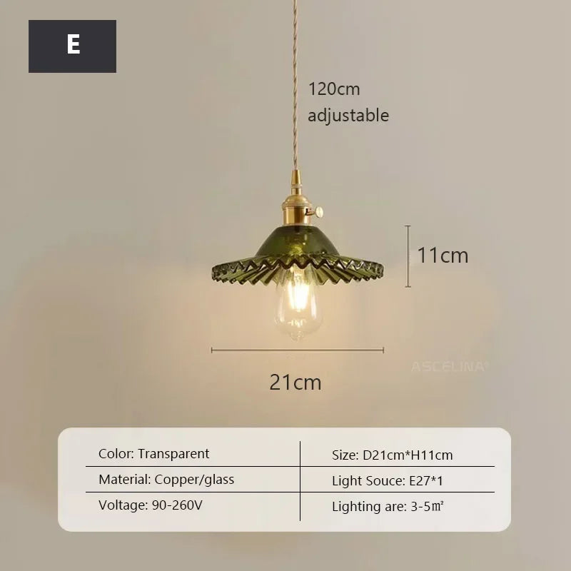 Retro Glass Chandelier Single Head Clear Glass Pendant Lamps Restaurant Tea Room Bar Bedrooms Studio Cafe Clothing Stores Lustre