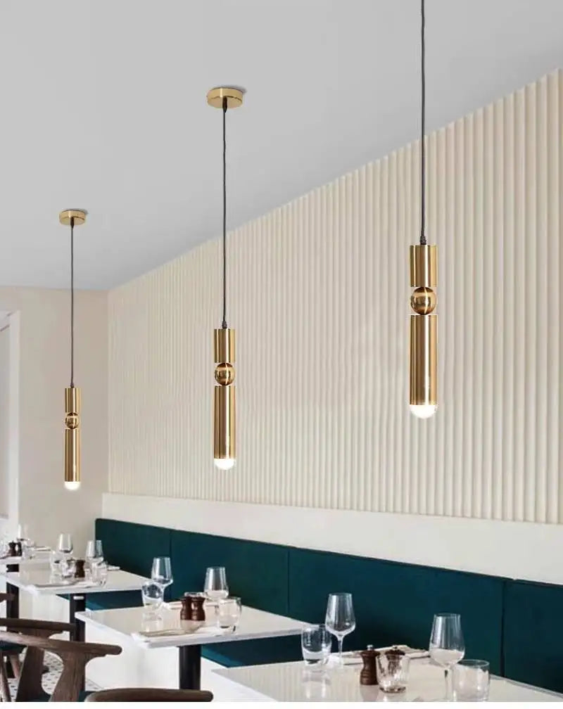 Nordic simple loft restaurant bar window single head pendant lamp GU10 bedroom bedside coffee hotel brass small chandelier