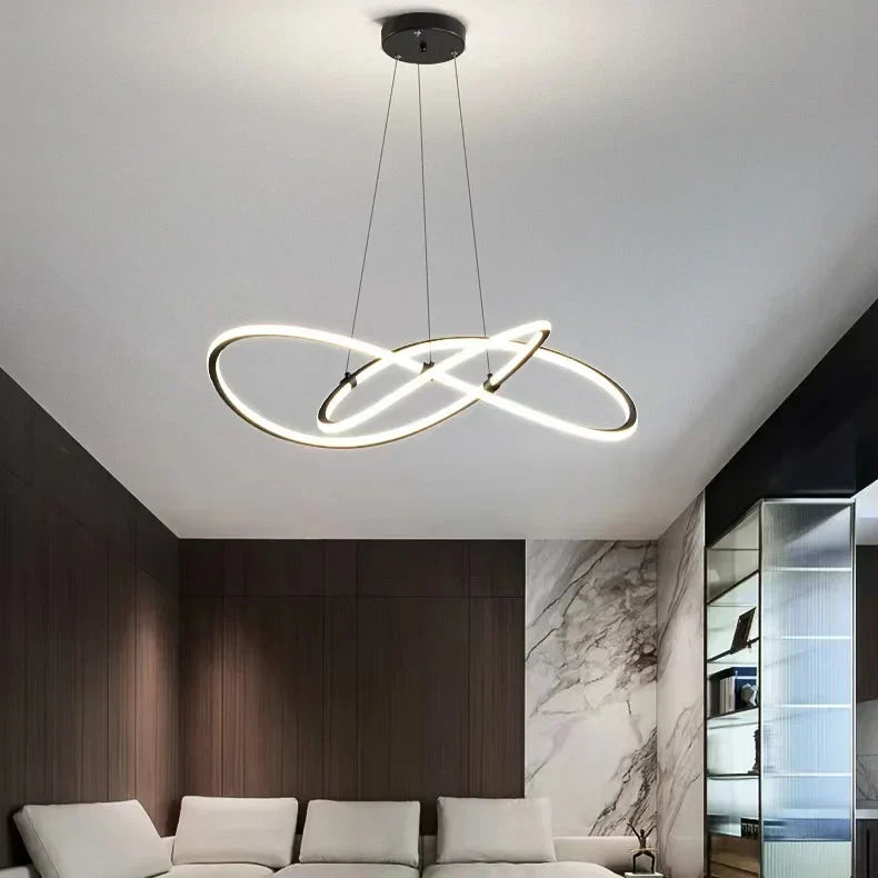 Modern Pendant Light with Remote Dimmable Control - Elegant Living Room Chandeliers with LED Luminaire