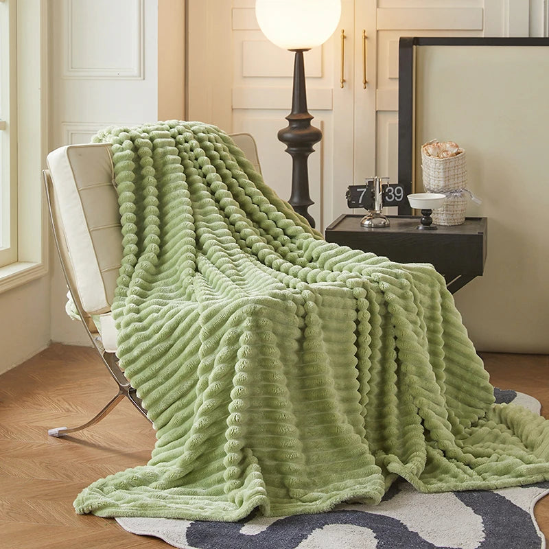VividTwill 1pc Fluffy Coral Velvet Blanket Air-Conditioned Flannel Plush Comfortable Thickened Warm Soft Throw Blanket Bed Cover