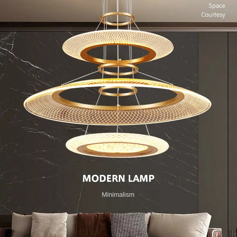 Modern LED Screw Ceiling Chandeliers - Luxury Ring Pendant Lights for High-End Living and Dining Rooms