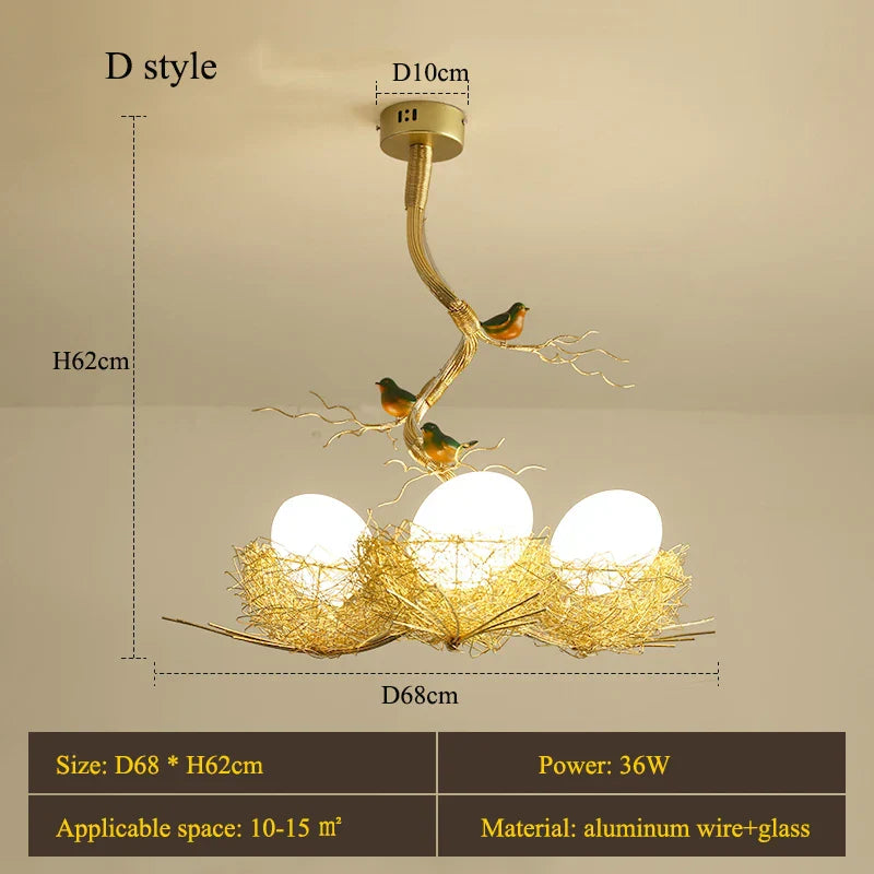Modern LED Gold Bird's Nest Chandeliers - Illuminate Your Living, Dining, and Kitchen Spaces with Unique Elegance