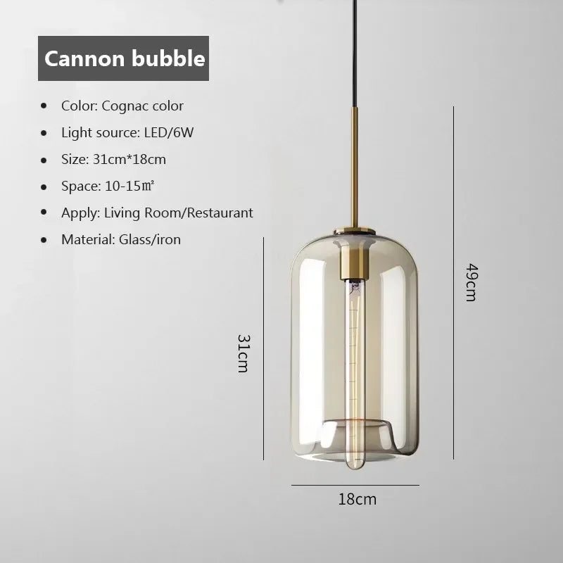 Nordic Glass LED Pendant Light - Versatile Single/Multi Head Chandelier for Home Decor