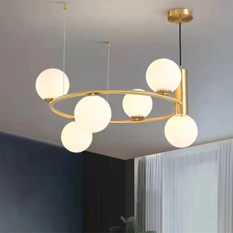 Nordic Designer LED Ceiling Chandelier - Glass Lampshade with G9 Bulb Socket for Living Room, Center Table, Bedroom Pendant Lights, and Home Decor Fixture