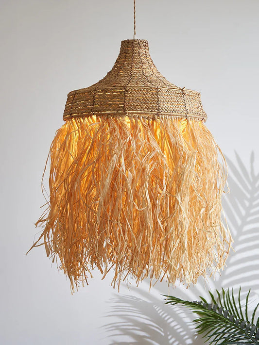 Wabi Sabi Rattan Grass Pendant Lamps - Handmade Japanese-Inspired Natural Lighting with Simple Elegance