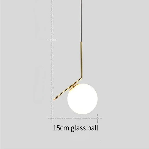 Modern Glass Ball Pendant Light Fixture - Elegant Luminaire Hanging Lamp with Gold Ring for Bedrooms, Living Rooms, Shops, and Restaurants
