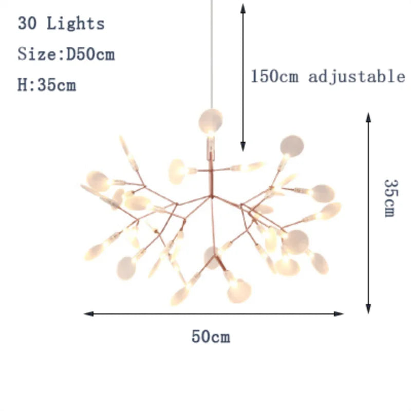 Modern Nordic LED Chandelier Lights - Elegant Firefly Pendant Lighting in Rose Gold/Gold Finish