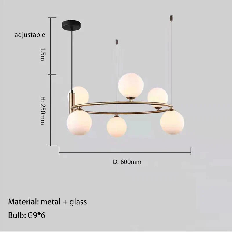 Nordic Designer LED Ceiling Chandelier - Glass Lampshade with G9 Bulb Socket for Living Room, Center Table, Bedroom Pendant Lights, and Home Decor Fixture