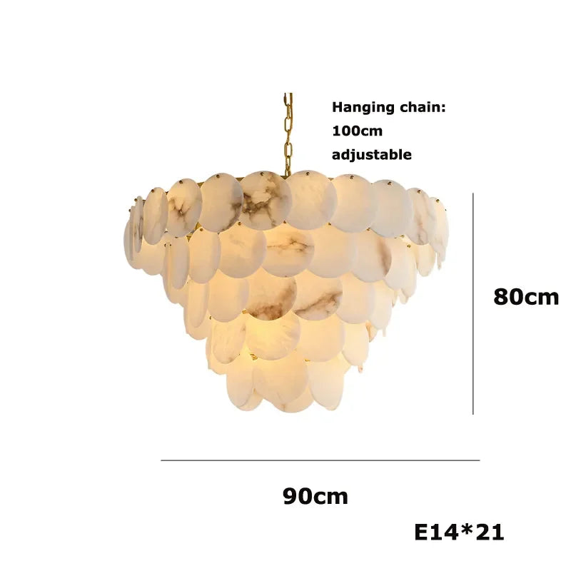 Modern Luxury LED Natural Marble Chandeliers - Illuminating Elegance for Living, Dining, and Kitchen