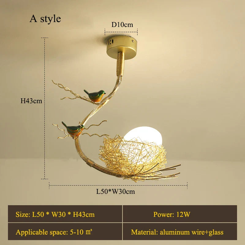 Modern LED Gold Bird's Nest Chandeliers - Illuminate Your Living, Dining, and Kitchen Spaces with Unique Elegance