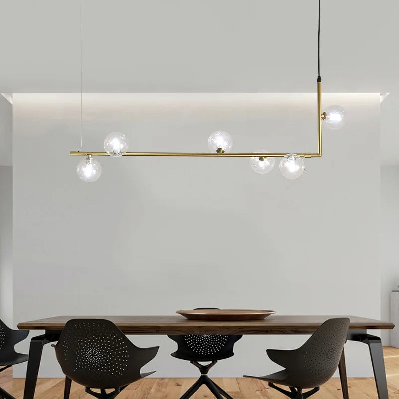 Sleek Linear Chandelier for Modern Dining Tables and Bars - Minimalist Pendant Lighting Fixture for Stylish Home Decor