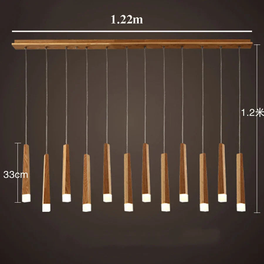 Modern Wooden Stick Pendant Light - Nordic Elegance for Kitchen and Living Room Decor