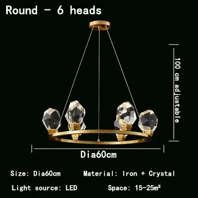 Nordic LED Crystal Pendant Lights - Elegant Chandelier for Living Rooms, Bedrooms, Kitchens, and Home Decoration