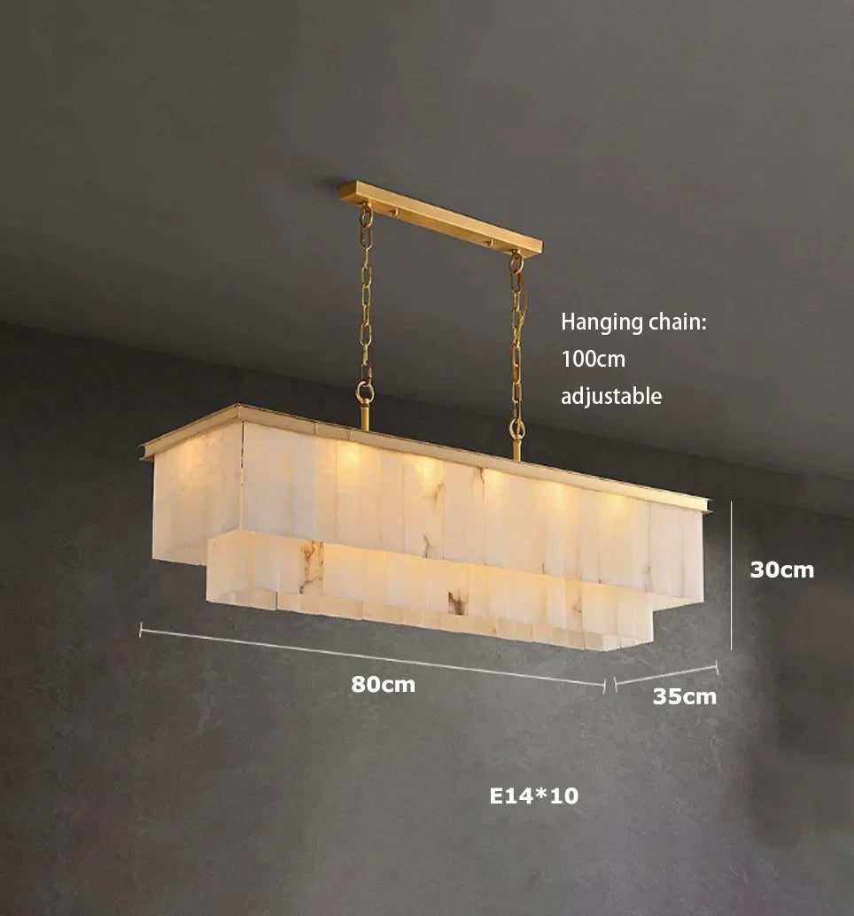 Modern Natural Marble LED Living Room Chandeliers - Elegant Lighting Fixtures for Staircases, Lofts, and Dining Rooms