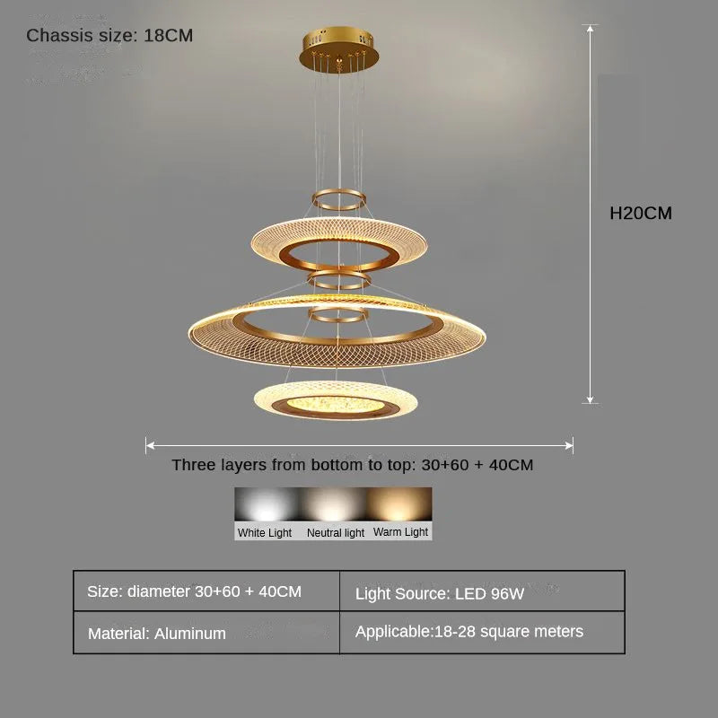 Modern LED Screw Ceiling Chandeliers - Luxury Ring Pendant Lights for High-End Living and Dining Rooms