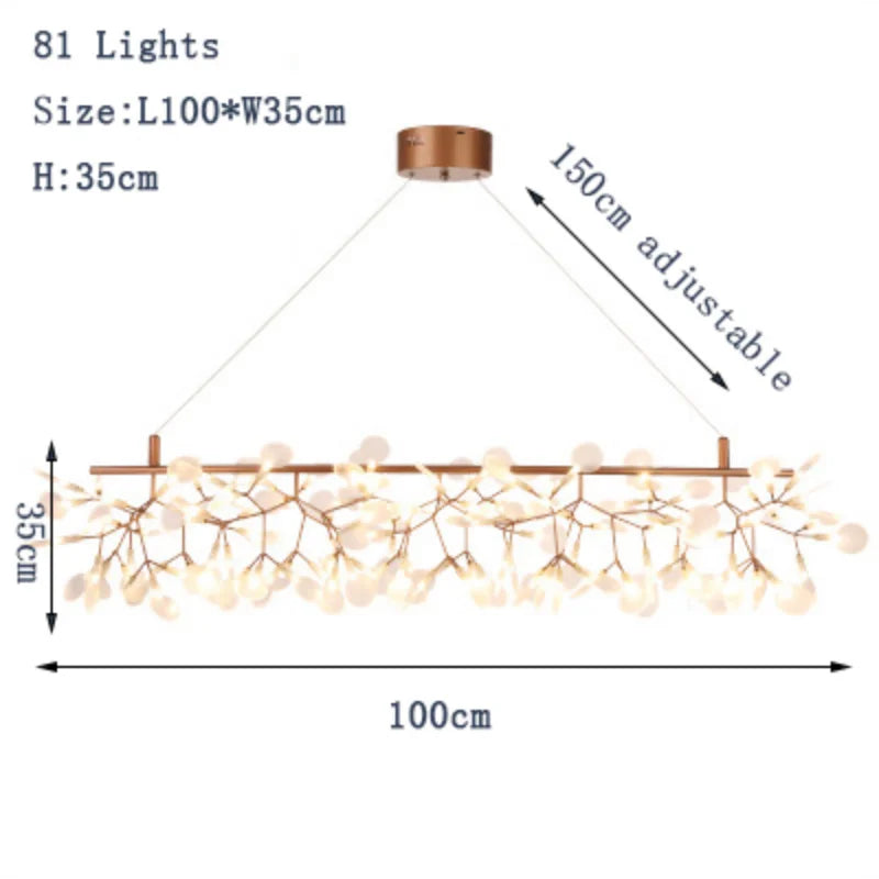 Modern Nordic LED Chandelier Lights - Elegant Firefly Pendant Lighting in Rose Gold/Gold Finish