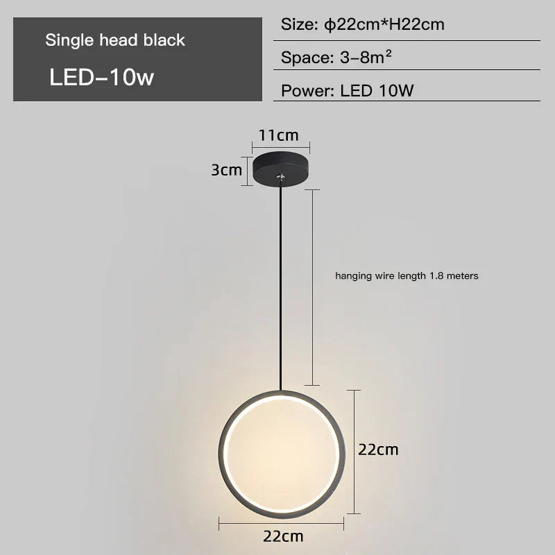 Sleek LED Pendant Lamp - Minimalist Elegance for Dining, Kitchen, Bar, and Office Decor