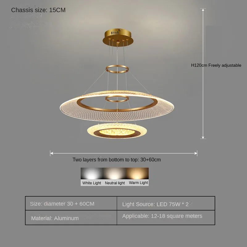 Modern LED Screw Ceiling Chandeliers - Luxury Ring Pendant Lights for High-End Living and Dining Rooms