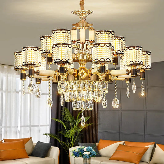 Exquisite Crystal Pendant Chandelier - A Luxurious and Romantic Lighting Fixture for Your Living Space