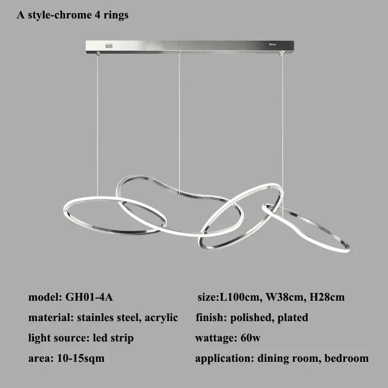 Modern Rose Gold LED Chandeliers - Elegant Lighting for Living and Dining Room Decor