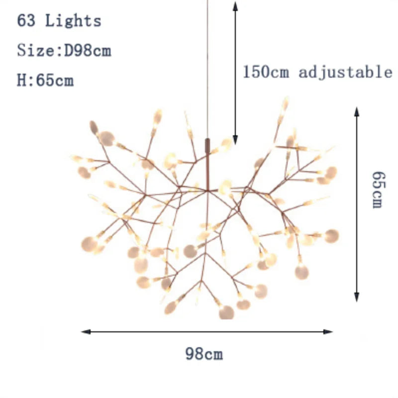 Modern Nordic LED Chandelier Lights - Elegant Firefly Pendant Lighting in Rose Gold/Gold Finish