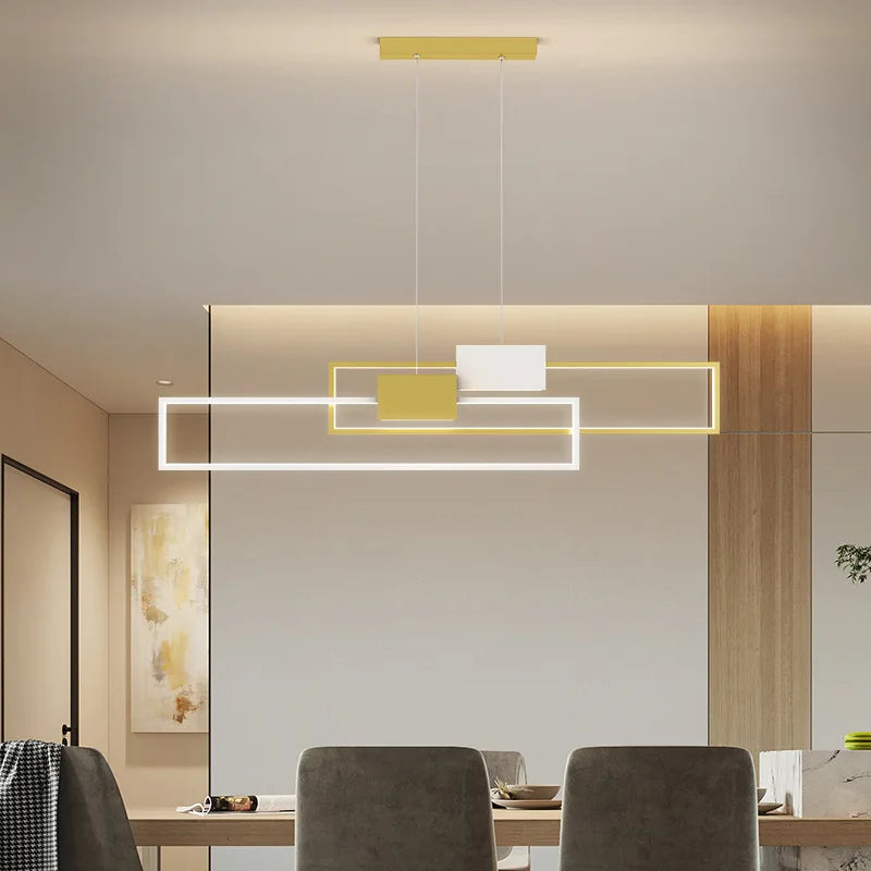 Sleek LED Rectangular Pendant Lights - Contemporary Lighting for Living, Dining, Kitchen, and More
