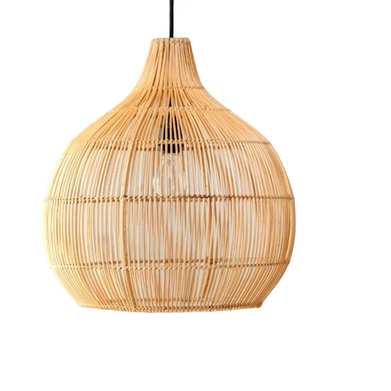 Japanese Handmade Rattan Woven Pendant Lamp - Artful Lighting for Rural Retro Decor