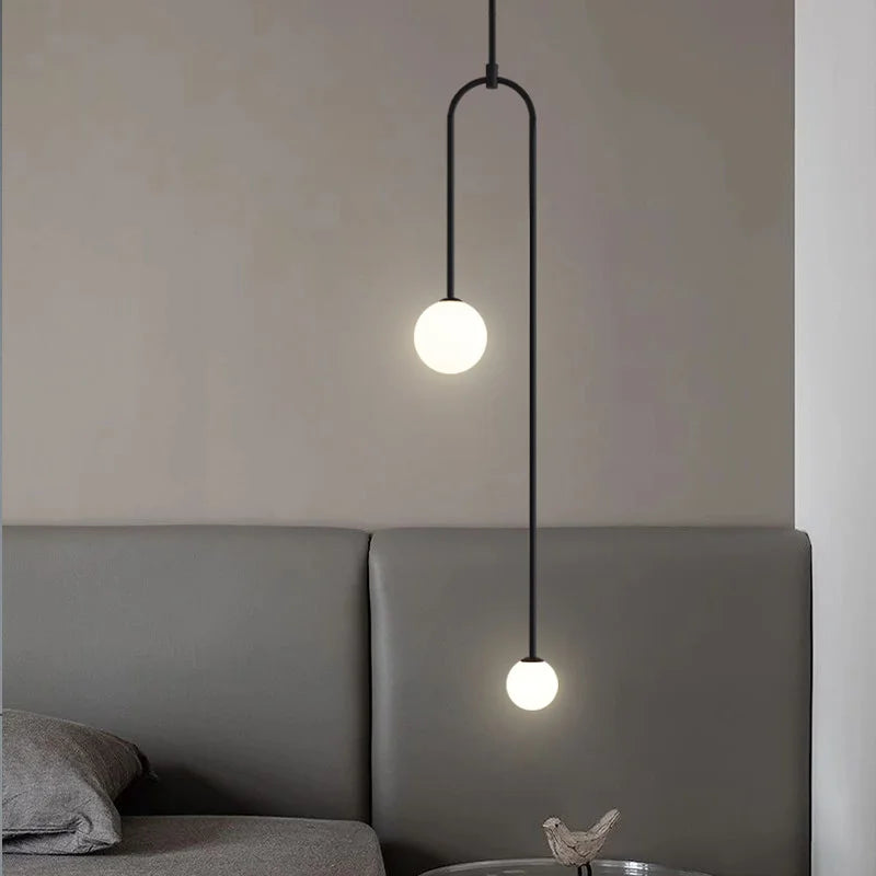 Modern Glass Ball Pendant Light - LED Bedside Hanging Lighting for Nordic Golden Luxury Decor in Hallways, Living Rooms, and Bedrooms