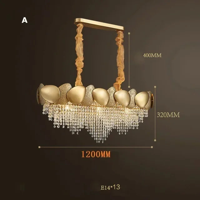 LED Tassels Crystal Chandelier - Modern Stainless Steel Gold Long/Round Pendant Light