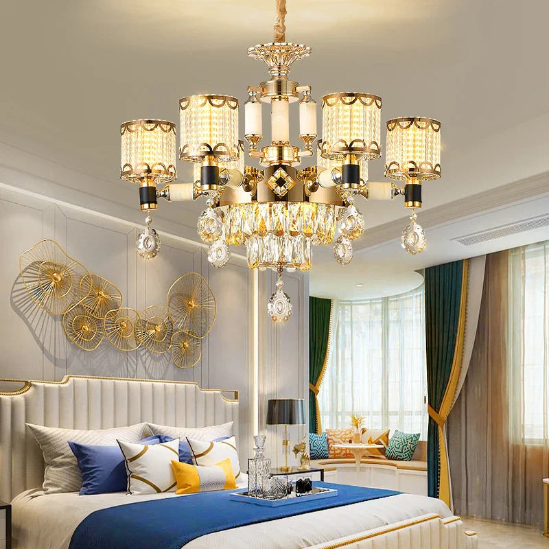 Exquisite Crystal Pendant Chandelier - A Luxurious and Romantic Lighting Fixture for Your Living Space