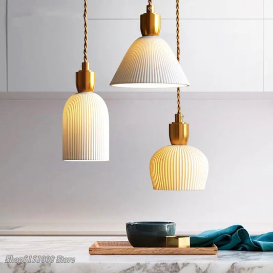 Nordic Ceramic LED Pendant Lamp - Modern Lighting Fixture for Living Rooms, Dining Rooms, Bedrooms, and Home Decor