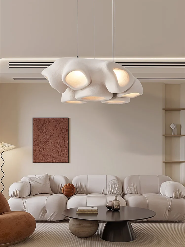 Nordic Living Room Wabi Sabi Chandelier - Minimalist LED Pendant Lighting for Dining Rooms, Bars, and Cafes