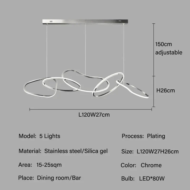 Modern Rose Gold LED Chandeliers - Elegant Lighting for Living and Dining Room Decor