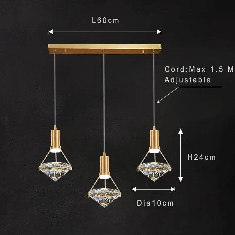 Modern Crystal LED Pendant Lights - Elegant Hanging Chandeliers for Living Rooms, Dining Areas, Kitchens, Restaurants, Bars, and Home Decor