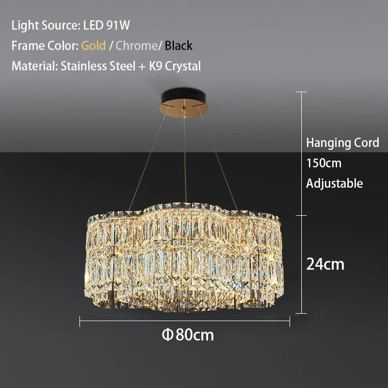 Flower Wave Crystal Luxury Ceiling Chandeliers - Modern LED Lustre Hanging Lamps for Dining Room
