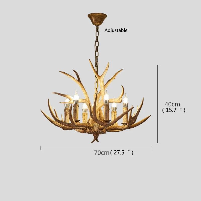 Retro LED Antler Chandeliers - Creative Resin Pendant Lamps for Living, Dining Rooms, Bars, Hotels, and Decor Lighting
