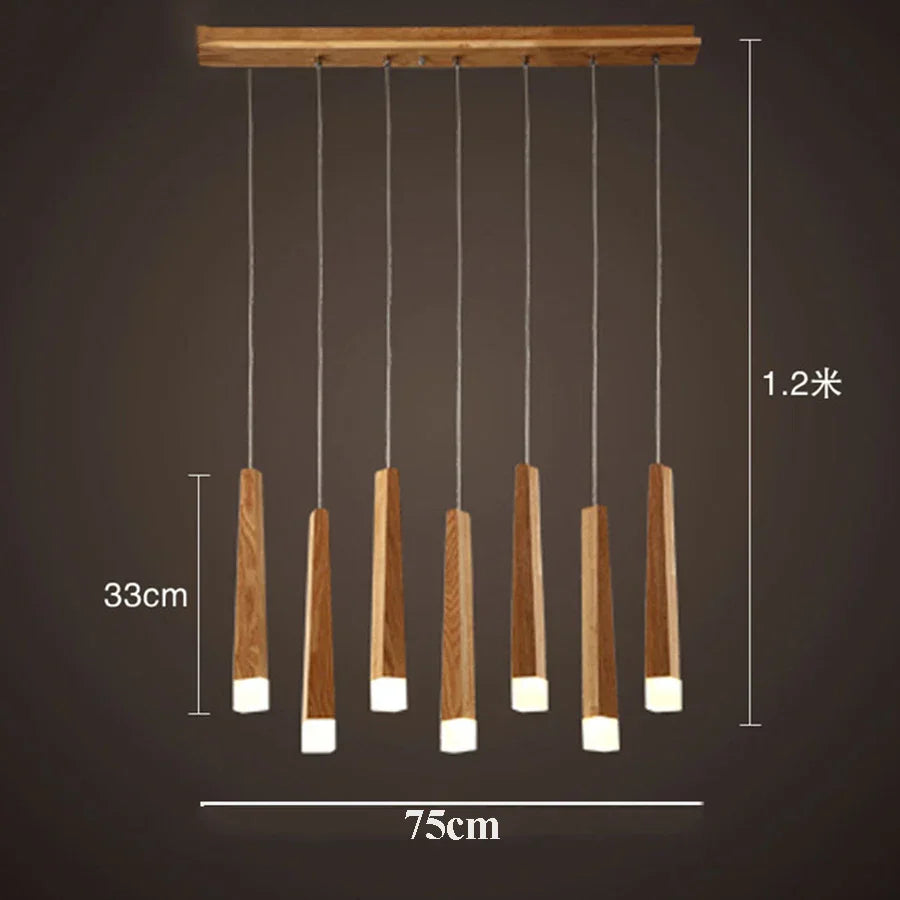 Modern Wooden Stick Pendant Light - Nordic Elegance for Kitchen and Living Room Decor