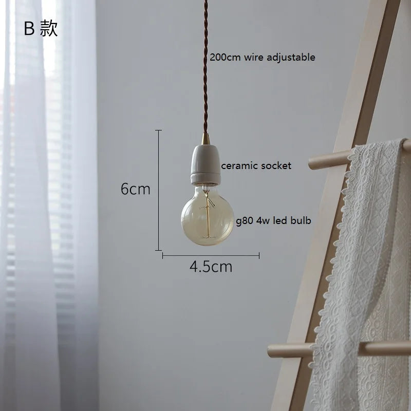 Single Head Ceramic LED Pendant Lamp Beside Industrial Loft Vintage Style Hanging Light Japanese Hanglamp Lamparas Edison