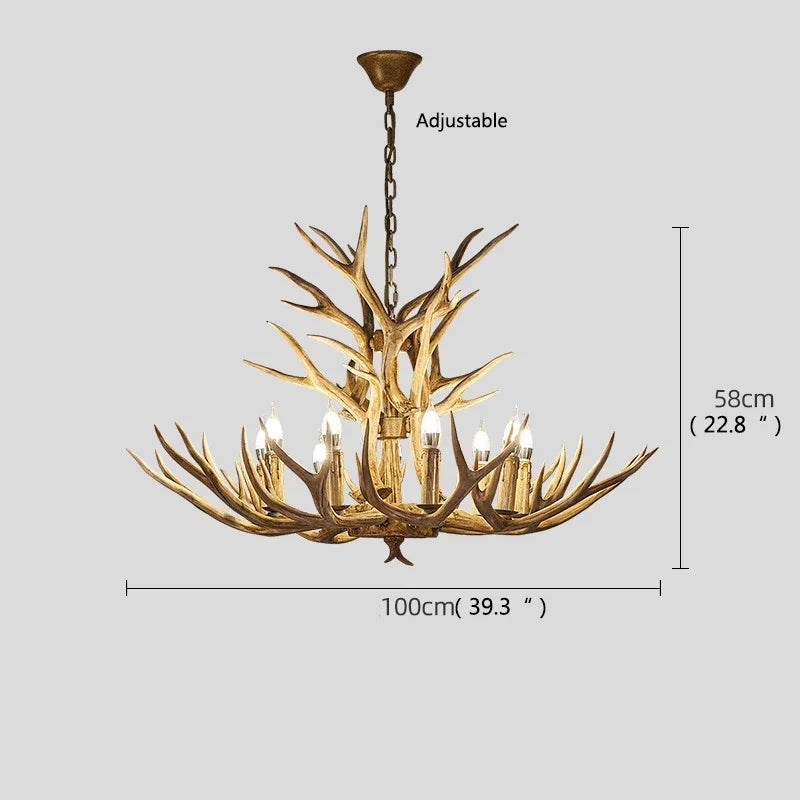 Retro LED Antler Chandeliers - Creative Resin Pendant Lamps for Living, Dining Rooms, Bars, Hotels, and Decor Lighting